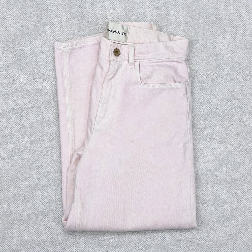 Wandler Chamomile Barrel Leg Jeans Womens 25 Pink High Rise Cropped Italy